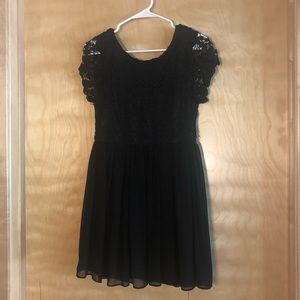 Black Mini Dress with Lace Top